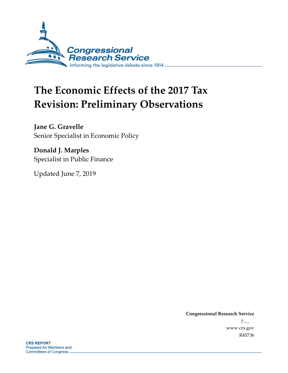 [20190607]R45736_2017年税收修订的经济影响：初步观察结果.pdf_第1页