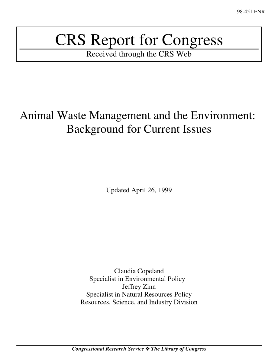 [19990426]98-451_动物废弃物管理与环境：当前问题的背景.pdf_第1页