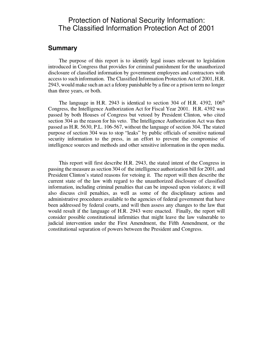 [20020116]RL31245_国家安全信息保护：2001年《保密信息保护法》.pdf_第2页