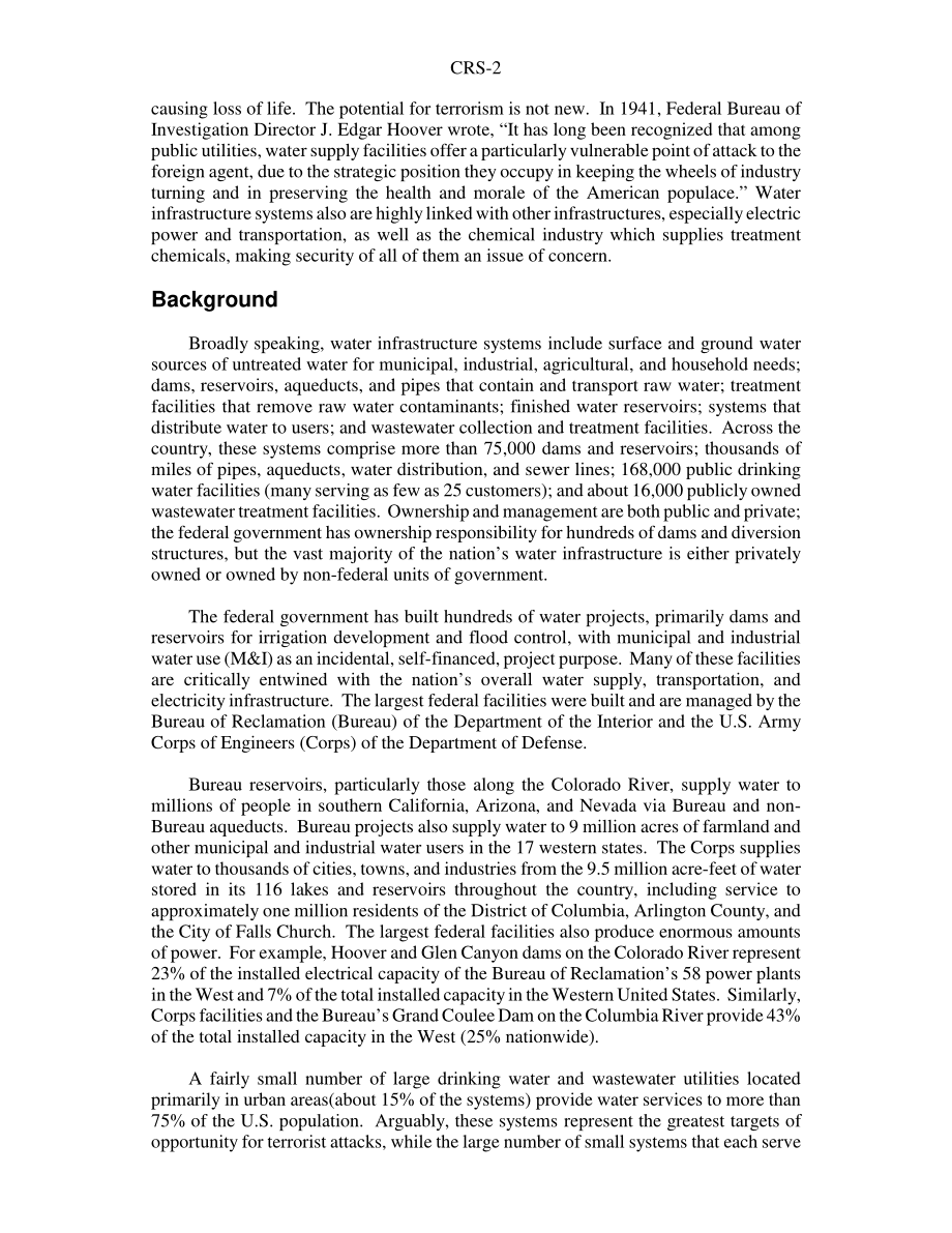 [20030521]RS21026_水基础设施部门面临的恐怖主义和安全问题.pdf_第2页
