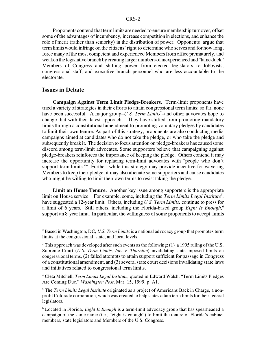 [20001120]RS20543_国会议员的任期限制：第106届国会议题.pdf_第2页