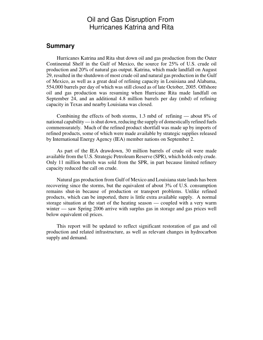 [20060406]RL33124_卡特里娜和丽塔飓风造成的石油和天然气中断.pdf_第2页