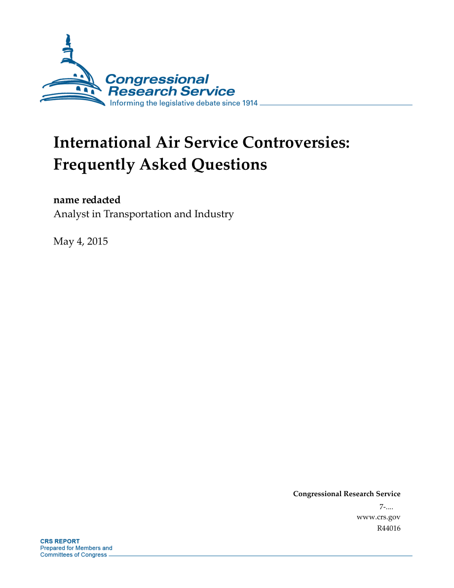 [20150504]R44016_国际航空服务争议：常见问题解答.pdf_第1页