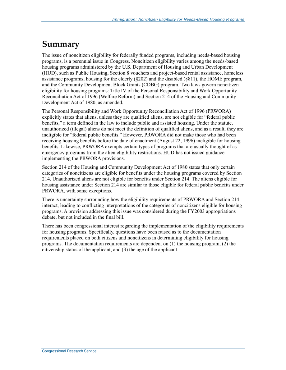 [20151208]RL31753_移民：非公民有资格享受基于需求的住房计划.pdf_第2页