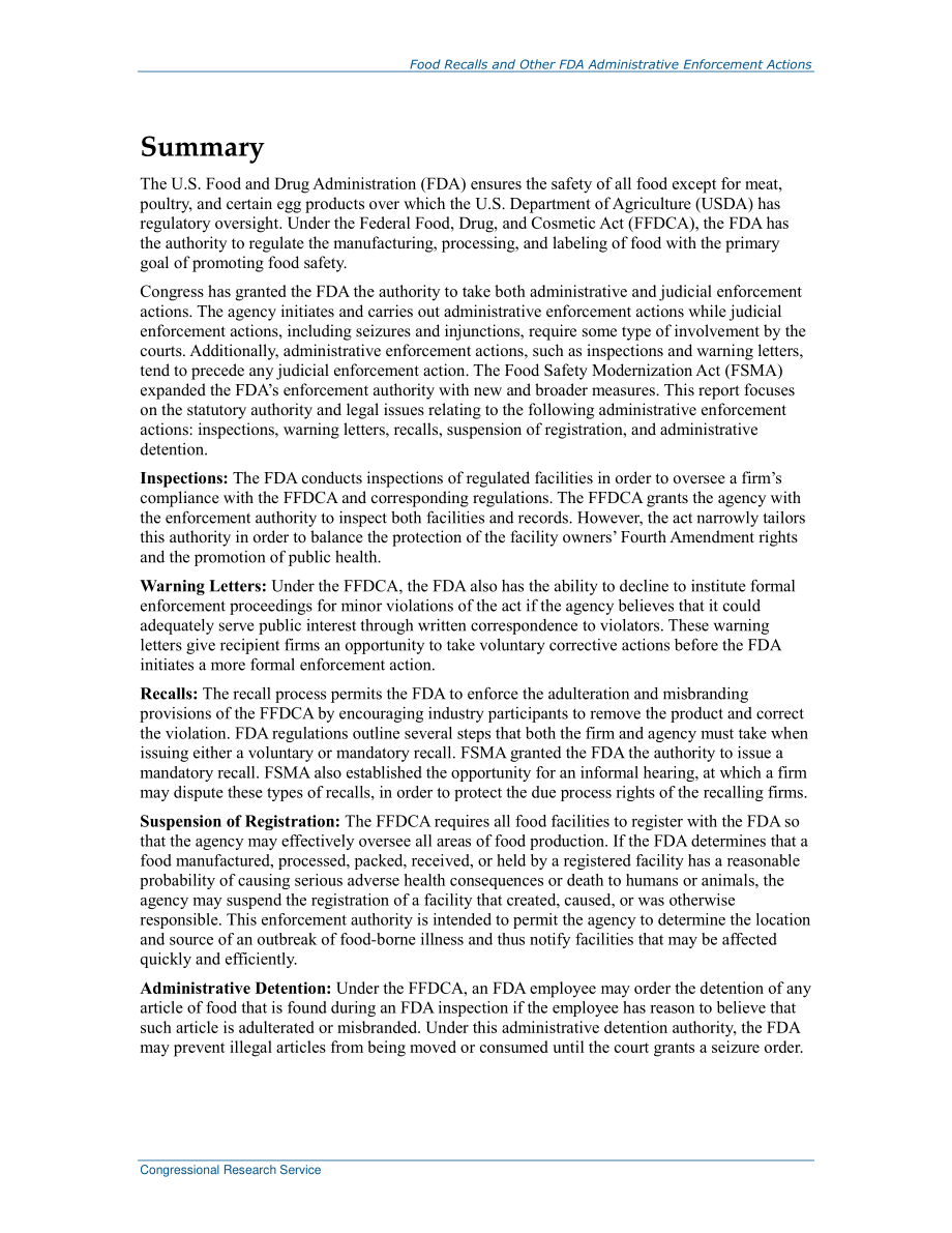 [20141120]R43794_食品召回和其他FDA行政执法行动.pdf_第2页