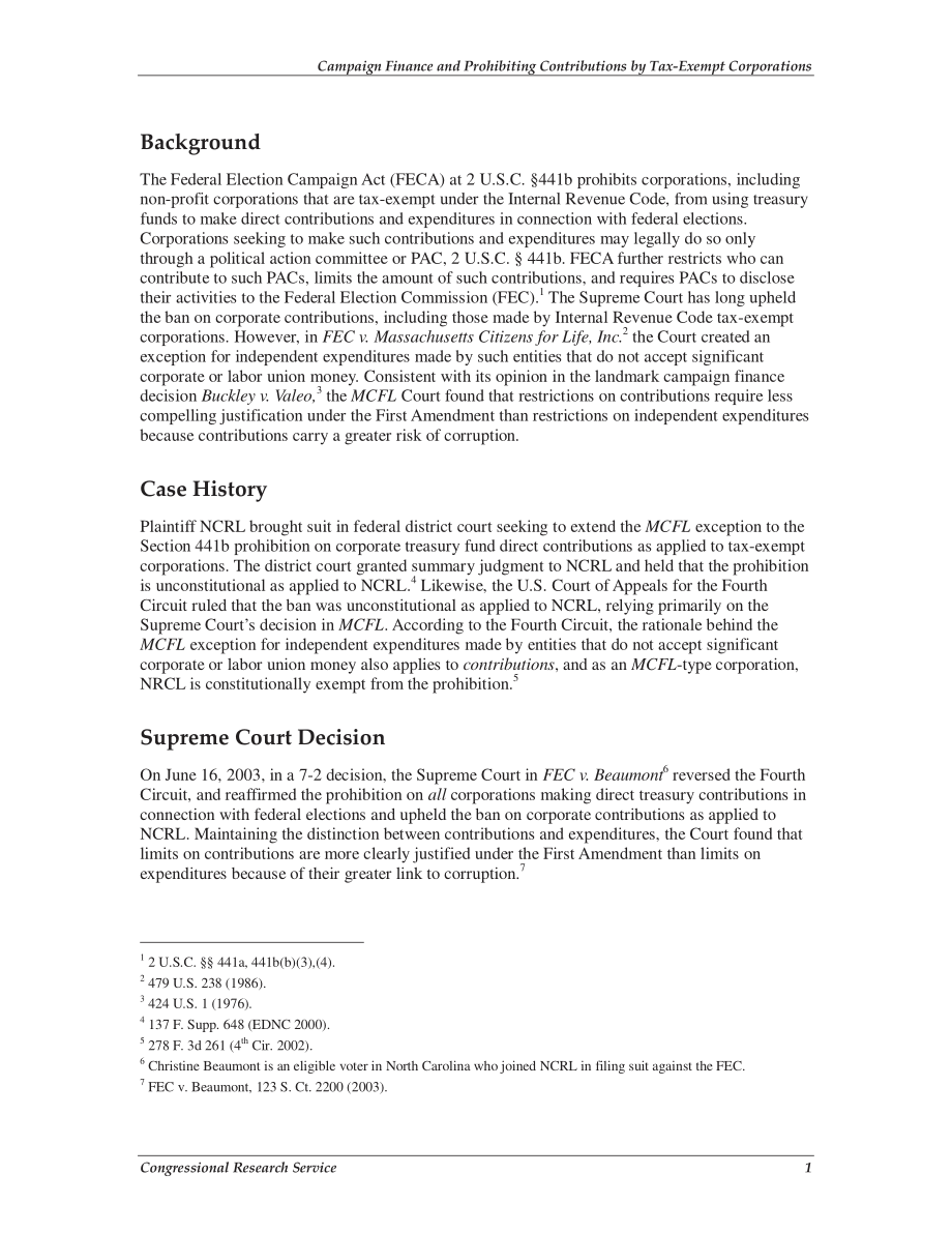 [20030716]RS21571_竞选资金和禁止免税公司捐款：FEC诉博蒙特.pdf_第3页
