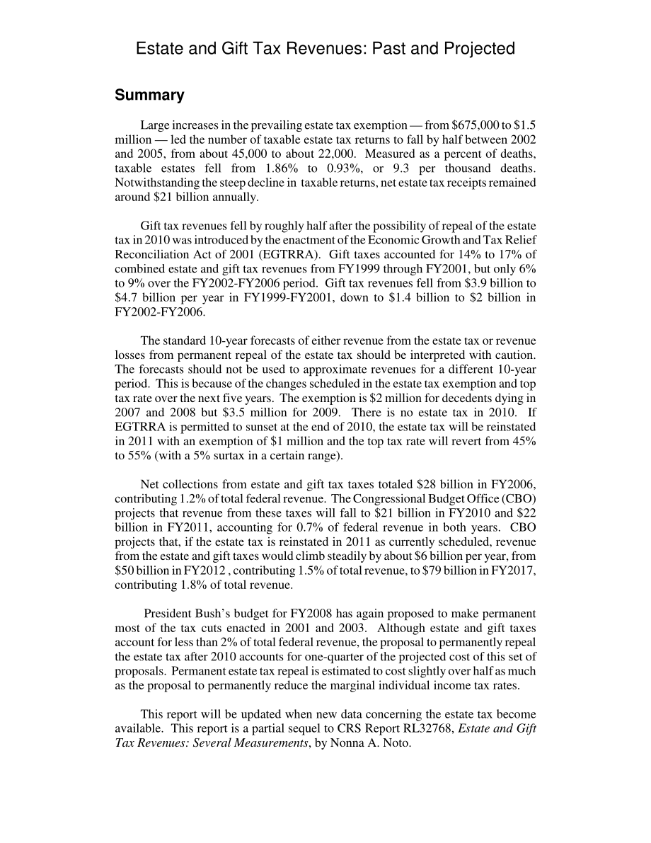 [20070824]RL34142_遗产和赠与税收入：过去和预计.pdf_第2页