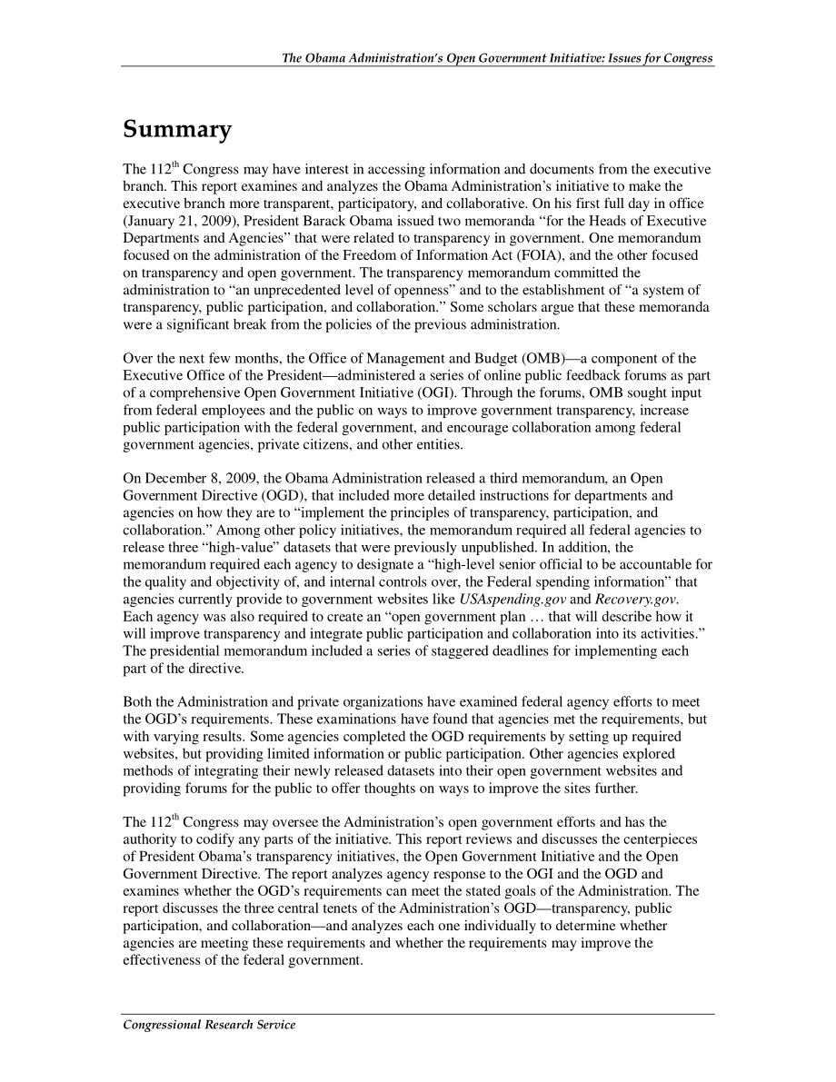 [20110128]R41361_奥巴马政府的开放政府倡议：国会议题.pdf_第2页