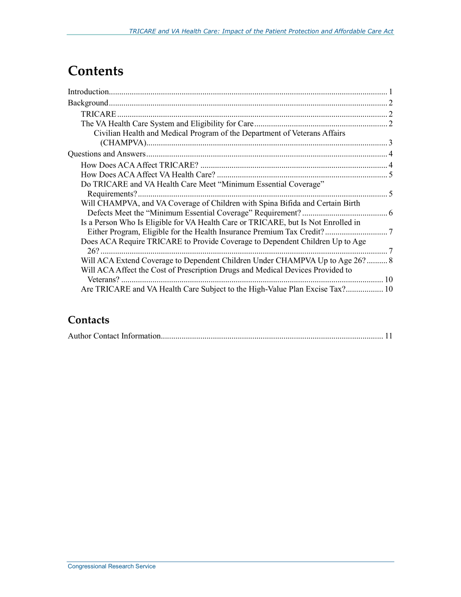 [20140211]R41198_TRICARE和VA医疗：《患者保护和平价医疗法案》（ACA）的影响.pdf_第3页
