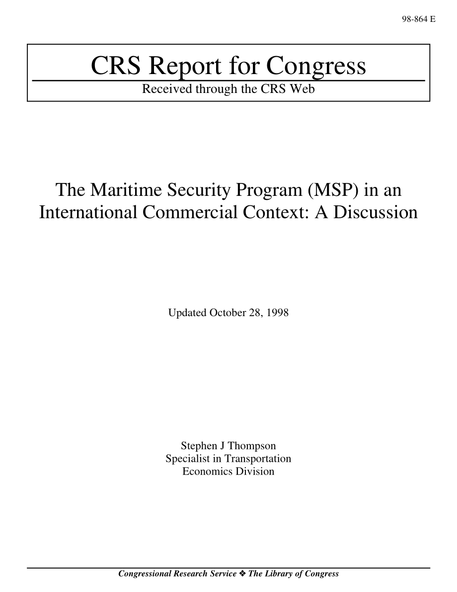 [19981028]98-864E_国际商业背景下的海事安全计划（MSP）：讨论.pdf_第1页