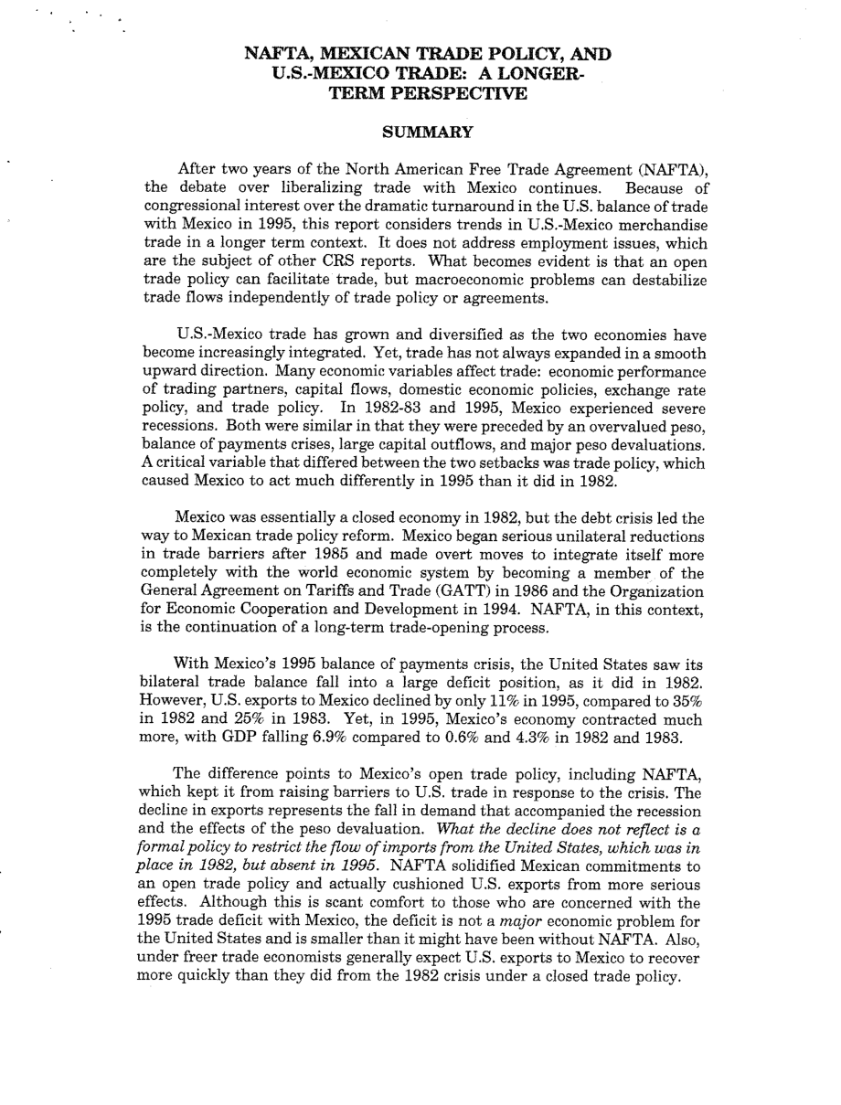 [19960311]96-225_北美自由贸易协定、墨西哥贸易政策和美国-墨西哥贸易：长远的观点.pdf_第2页