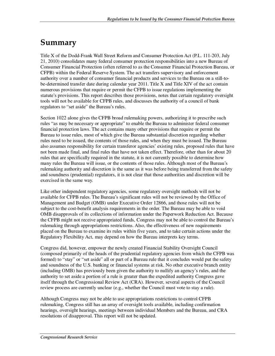 [20100825]R41380_多德-弗兰克华尔街改革和消费者保护法案：消费者金融保护局发布的条例.pdf_第2页
