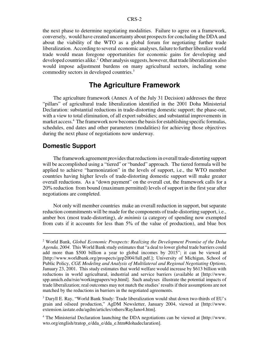 [20050503]RS21905_世贸组织多哈回合中的农业：框架协议和下一步行动.pdf_第2页