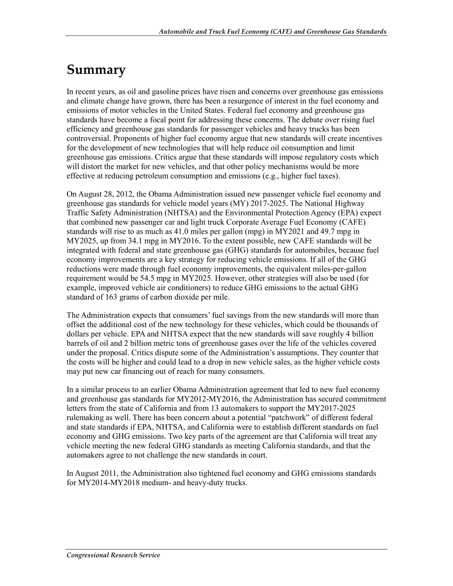 [20120911]R42721_汽车和卡车燃油经济性（CAFE）和温室气体标准.pdf_第2页