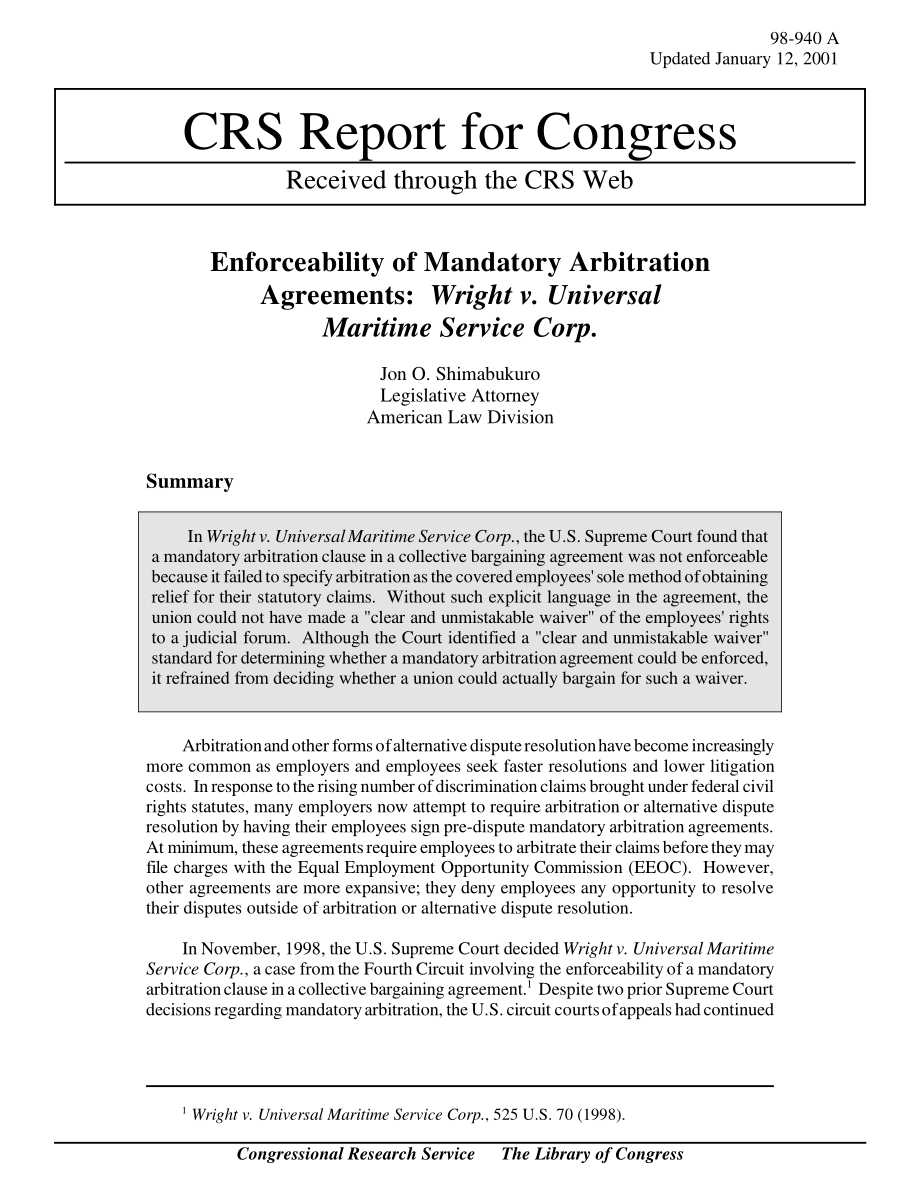 [20010112]98-940A_强制性仲裁协议的可执行性：.pdf_第1页