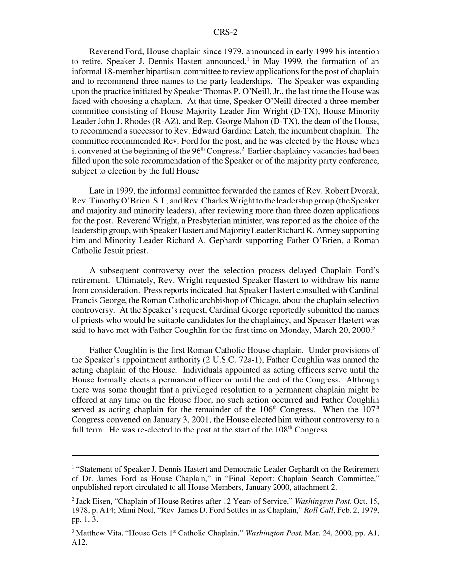 [20030822]RS20456_众议院牧师：选择和相关程序.pdf_第2页