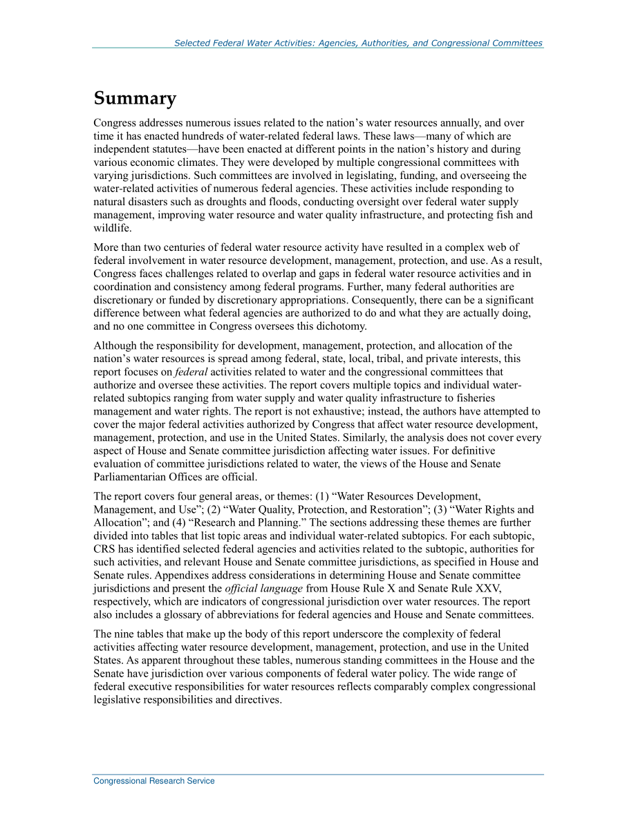 [20170524]R42653_选定的联邦水资源活动：机构、当局和国会委员会.pdf_第2页