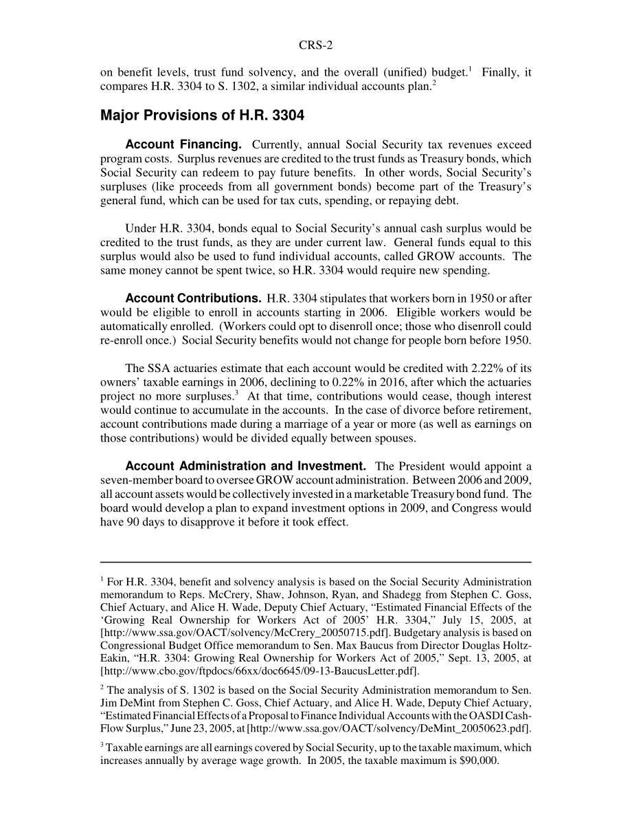 [20050922]RS22278_社会保障改革：《2005年工人实际所有权增长（增长）法案》H.R.3304.pdf_第2页
