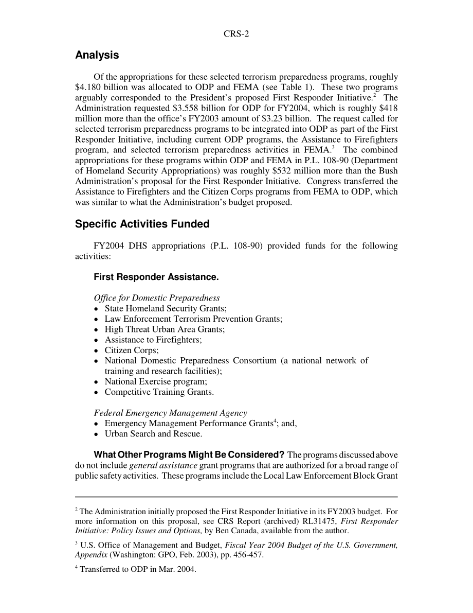[20060724]RS21650_2004财年用于急救人员准备的拨款：情况说明书.pdf_第2页