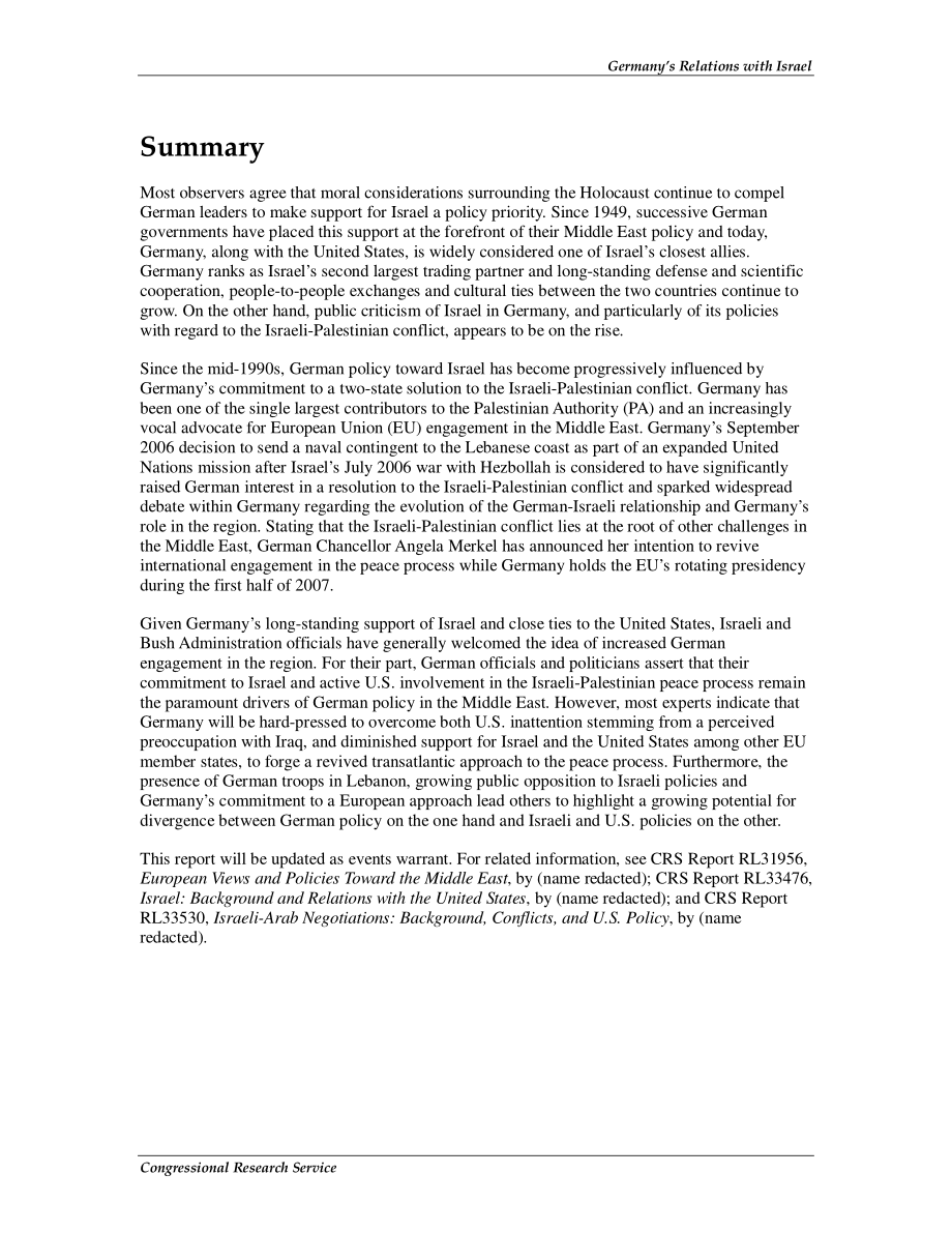 [20070119]RL33808_德国与以色列的关系：德国中东政策的背景和影响.pdf_第2页