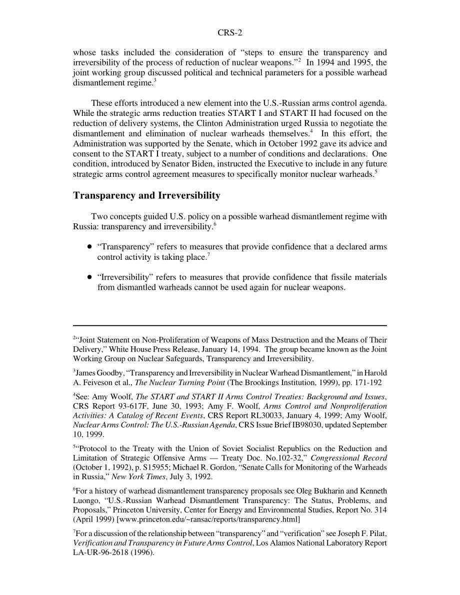 [19991104]RS20390_核武器： Monitoring Warhead Dismantlement.pdf_第2页