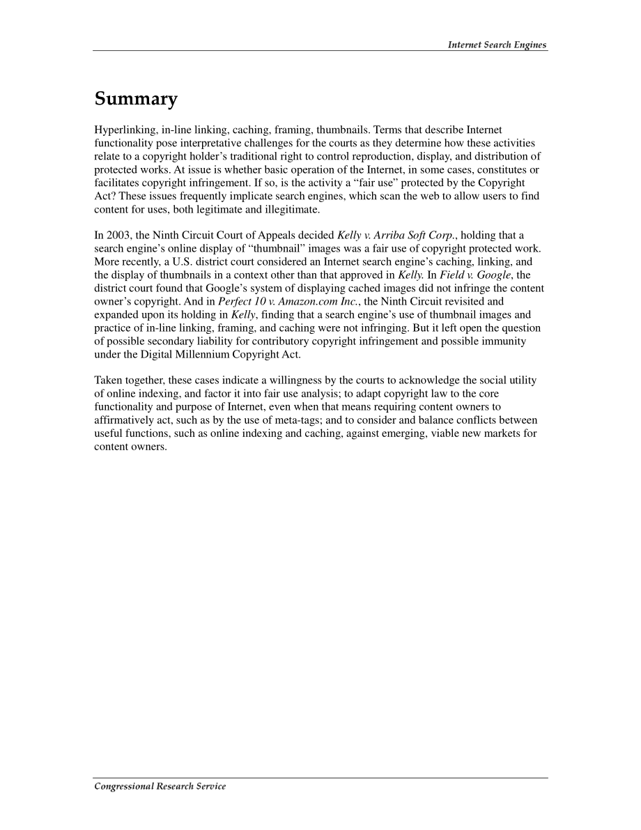 [20080128]RL33810_Internet搜索引擎：版权在复制和公共展示权中的“合理使用”.pdf_第2页
