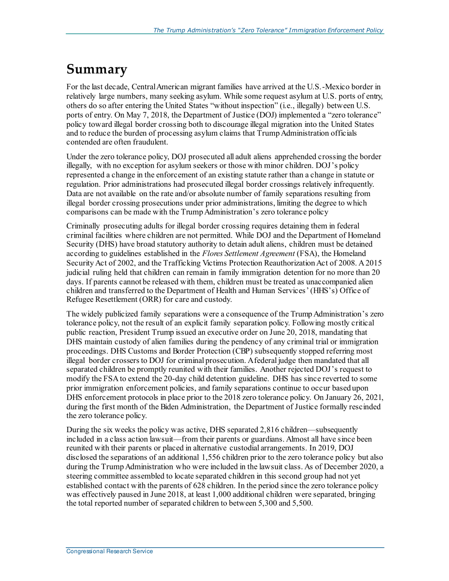 [20210202]R45266_特朗普政府的“零容忍”移民执法政策.pdf_第2页