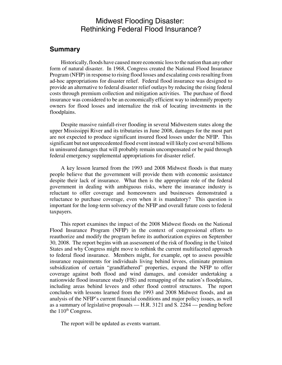 [20080825]RL34610_中西部洪水灾害：重新思考联邦洪水保险？.pdf_第2页