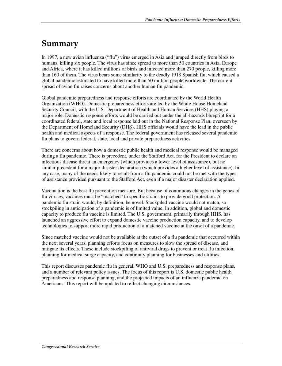 [20070220]RL33145_大流行性流感：国内准备工作.pdf_第2页