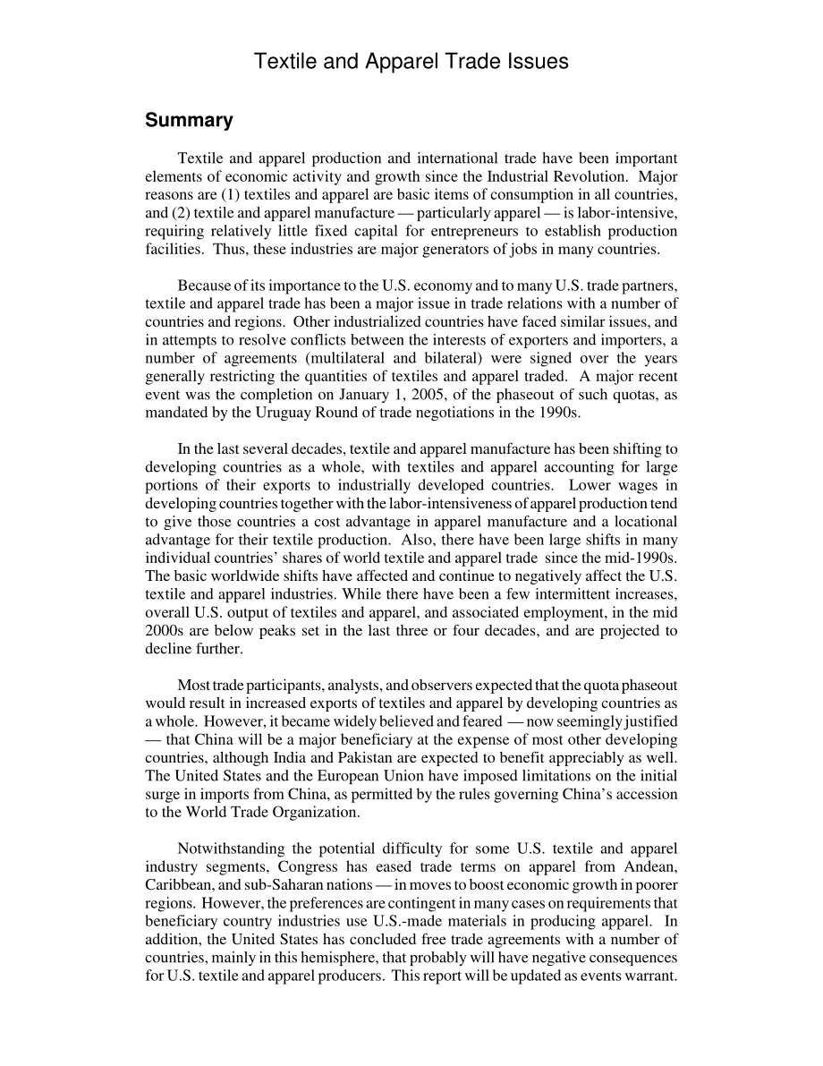 [20070105]RL31723_纺织品和服装贸易问题.pdf_第2页