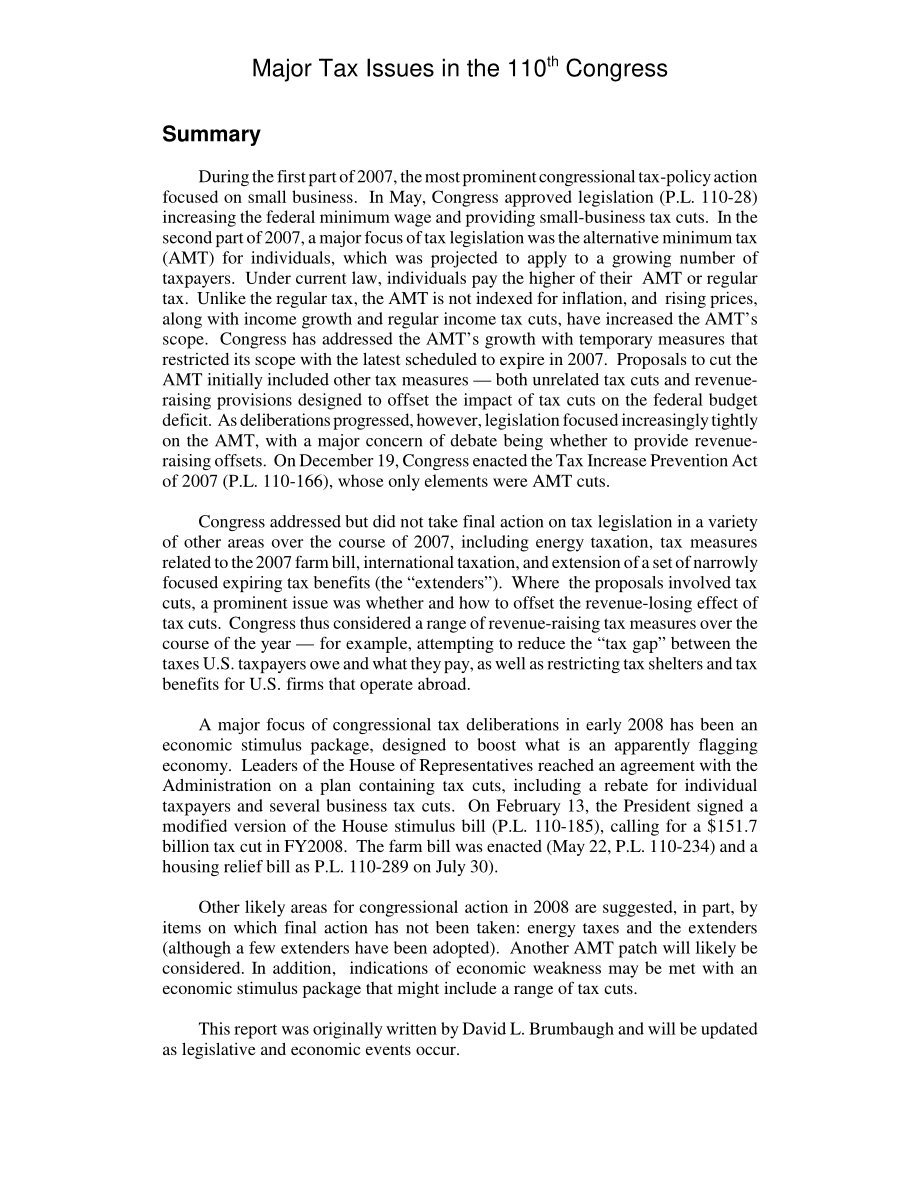 [20080903]RL33768_第110届国会的主要税务问题.pdf_第2页