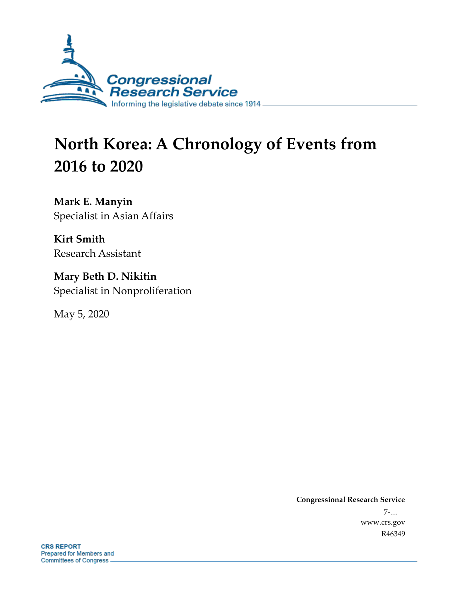 [20200505]R46349_朝鲜：2016年至2020年的事件年表.pdf_第1页