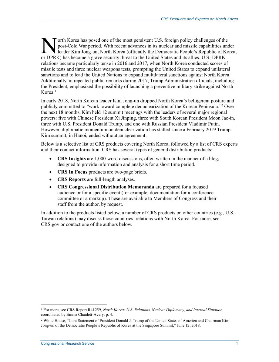 [20200512]R45056_CRS产品和朝鲜问题专家 .pdf_第2页