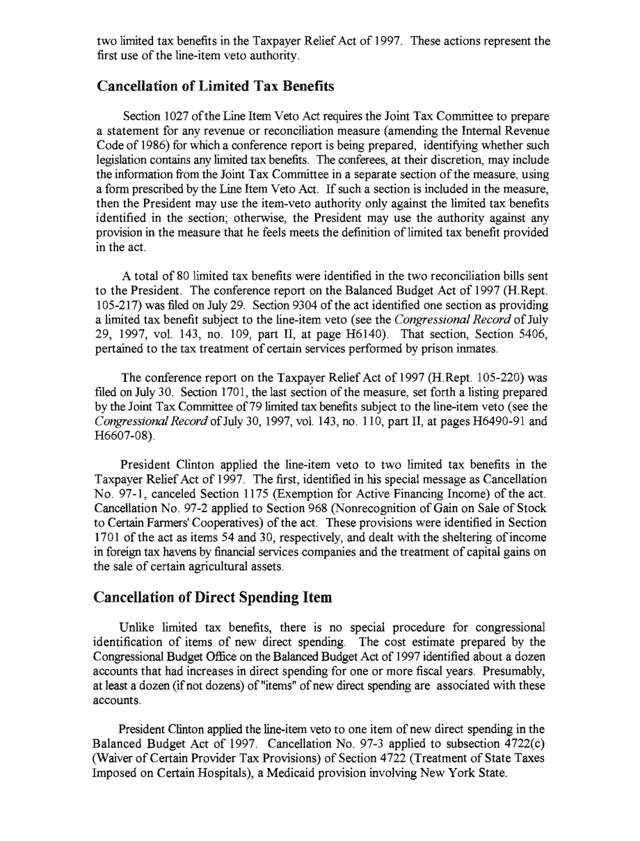 [19970812]97-773_Citations to Provisions in 1997 Reconciliation Acts Canceled Under the Line Item Veto Act.pdf_第2页