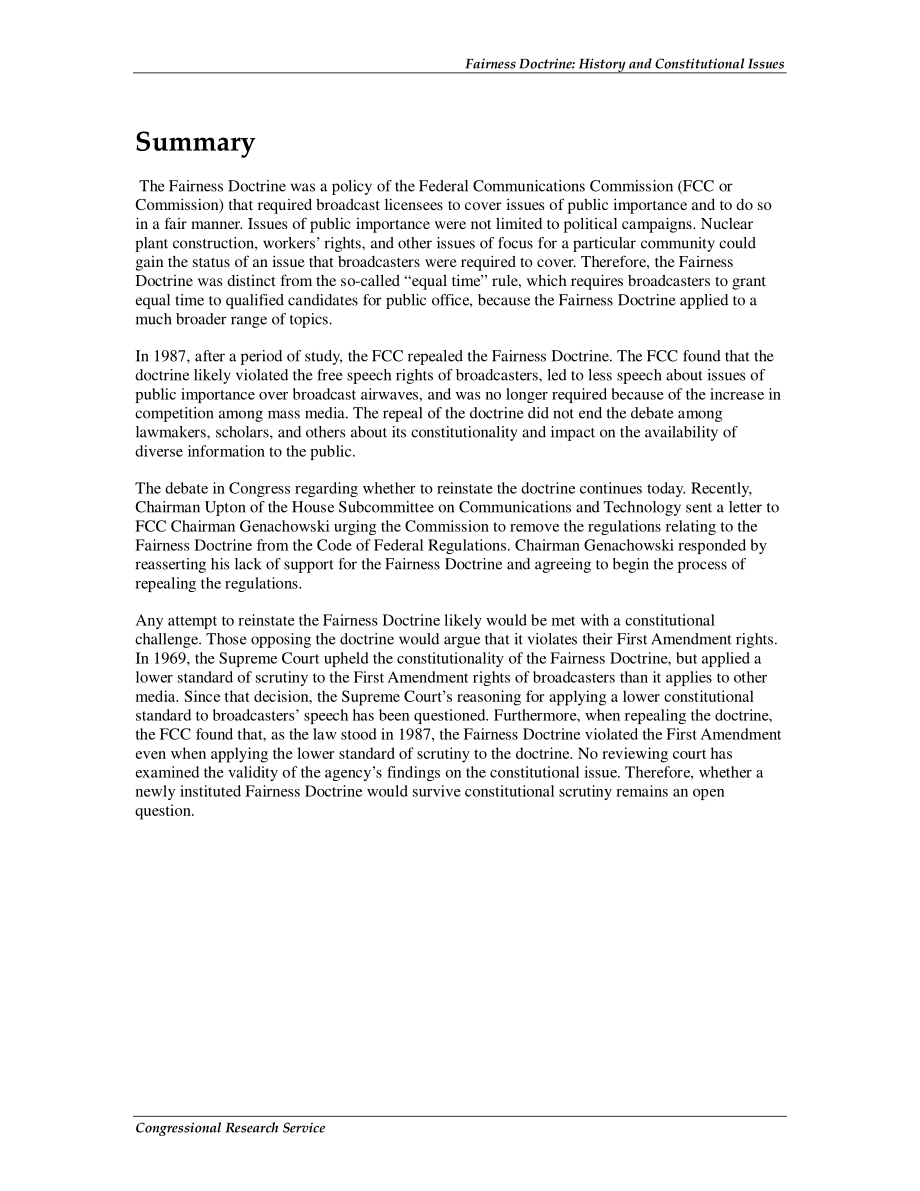 [20110713]R40009_公平原则：历史和宪法问题.pdf_第2页