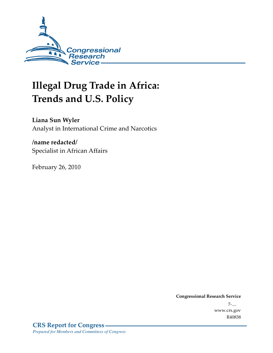 [20100226]R40838_非洲非法毒品贸易：趋势和美国政策.pdf_第1页