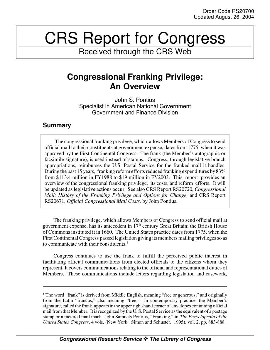 [20040826]RS20700_国会印花税特权：概述.pdf_第1页