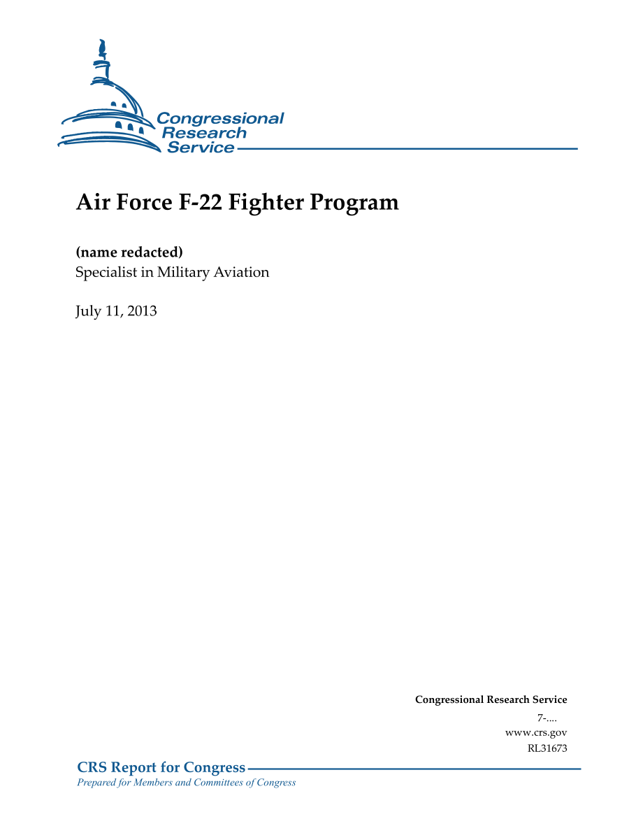 [20130711]RL31673_空军F-22战斗机项目.pdf_第1页
