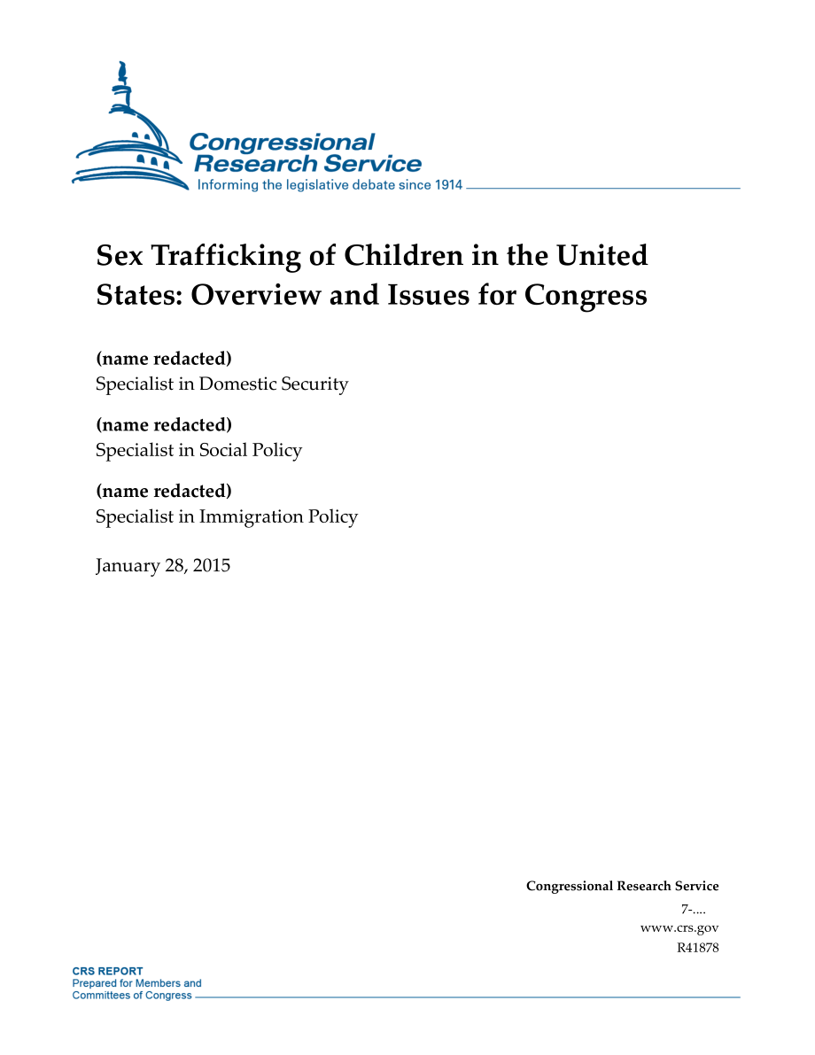 [20150128]R41878_美国的儿童性贩运：国会概况和议题.pdf_第1页