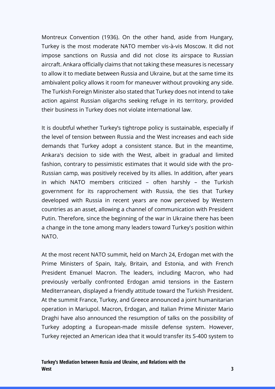小心翼翼 土耳其在俄罗斯和乌克兰之间的调解以及与西方的关系_第3页