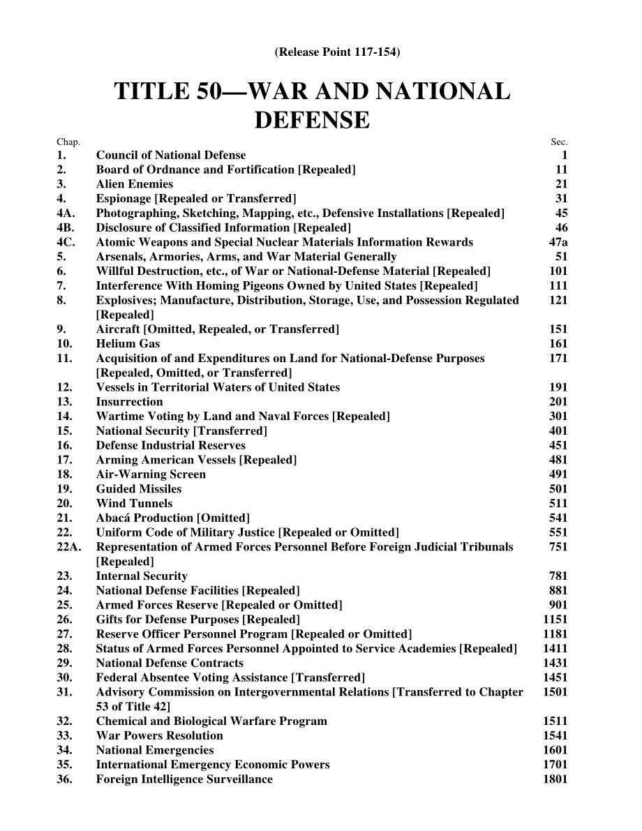 美国法典第50卷 战争与国防_第1页