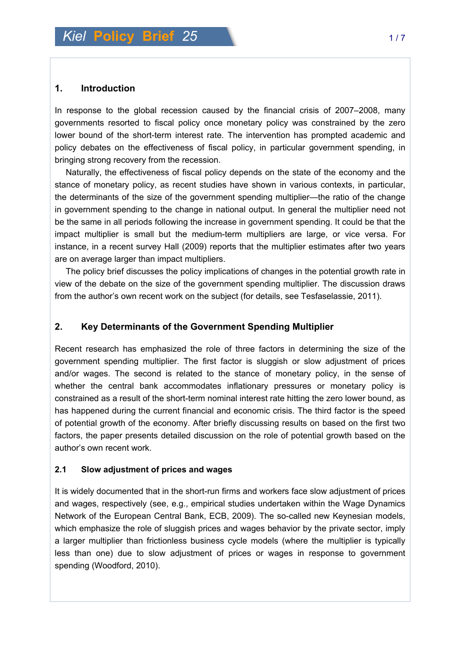 [德国基尔]经济增长中政府支出的影响[2011]_第2页