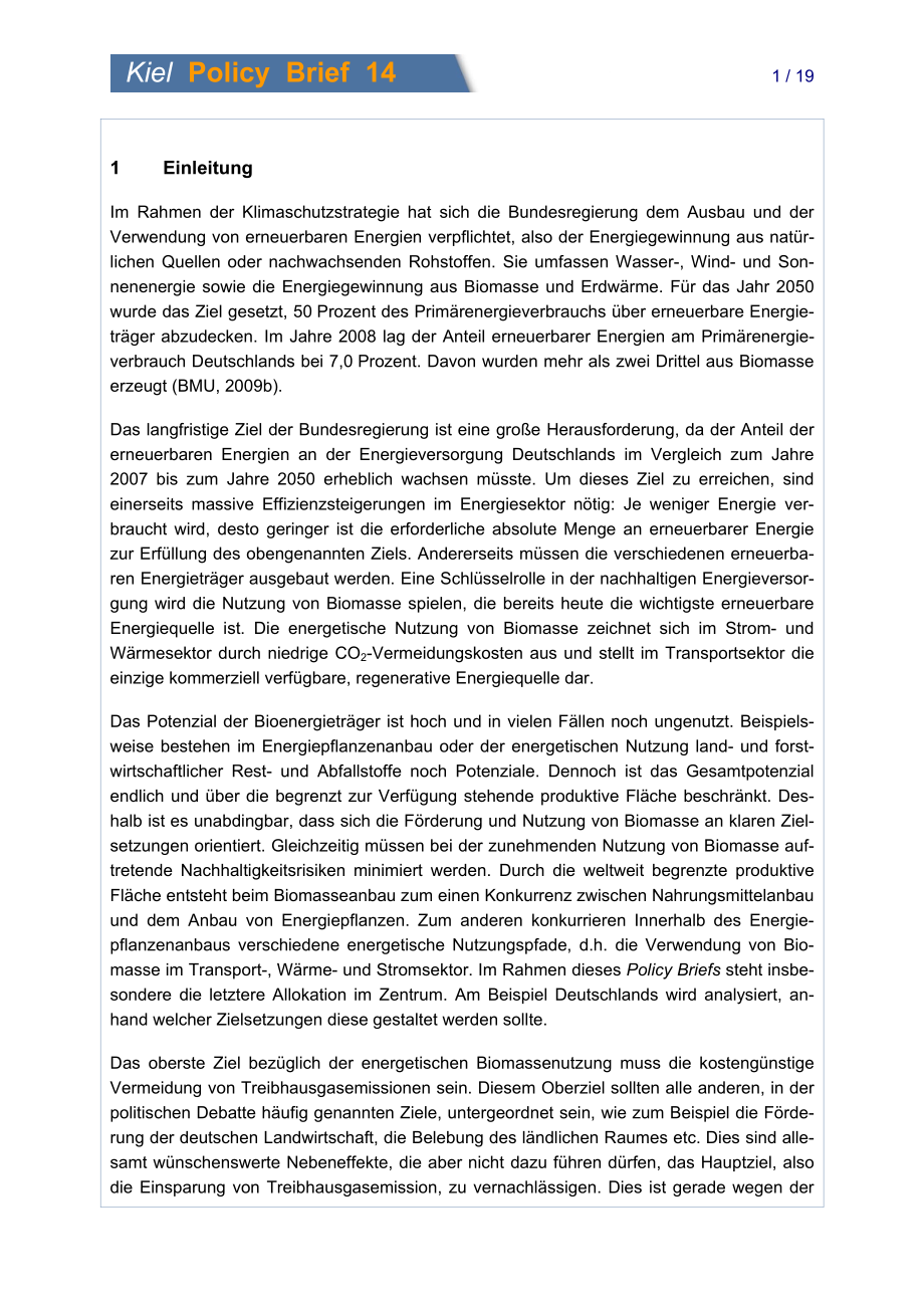 [德国基尔]通过全球碳价格有效利用生物质：关于协调生物能源政策的建议（德文）[2009]_第2页