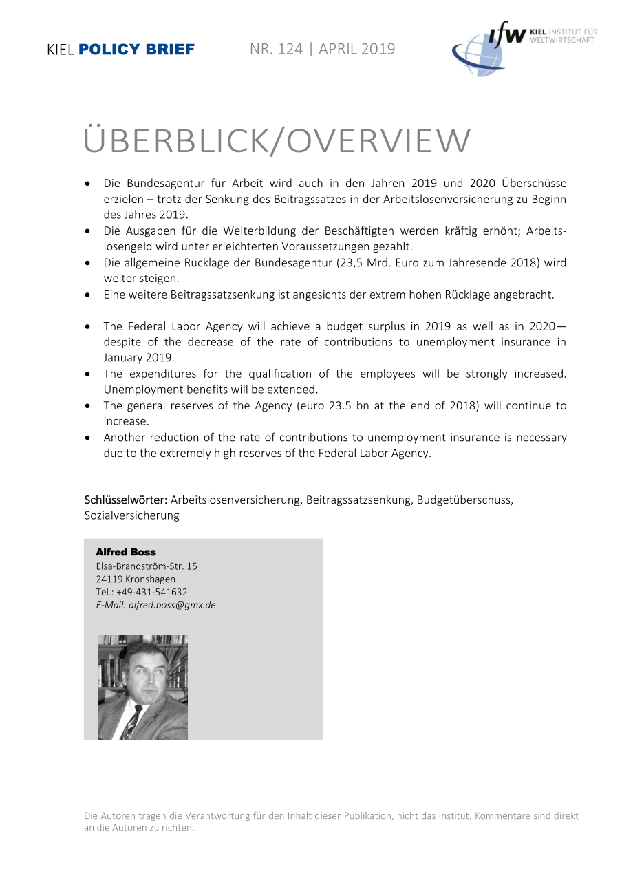 [德国基尔]联邦就业局的盈余----进一步降低所需缴款率（德文）[2019]_第2页