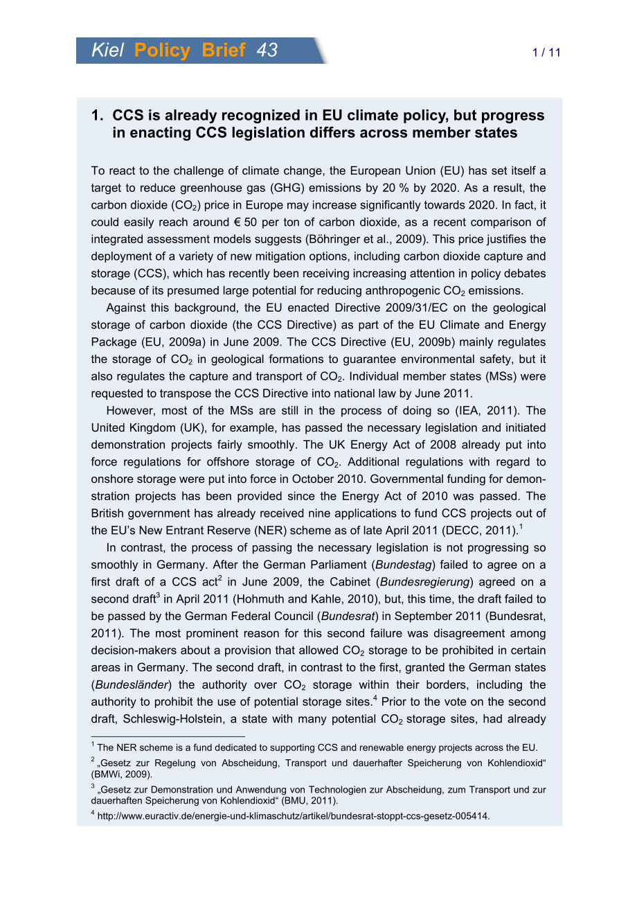 [德国基尔]德国的CCS政策将如何影响欧洲二氧化碳运输基础设施的发展？[2012]_第2页