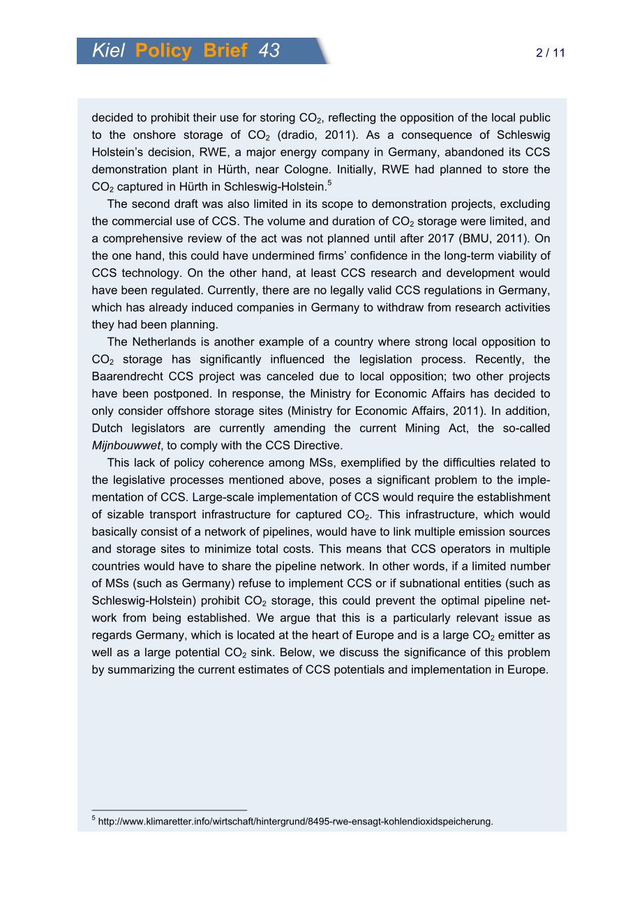 [德国基尔]德国的CCS政策将如何影响欧洲二氧化碳运输基础设施的发展？[2012]_第3页
