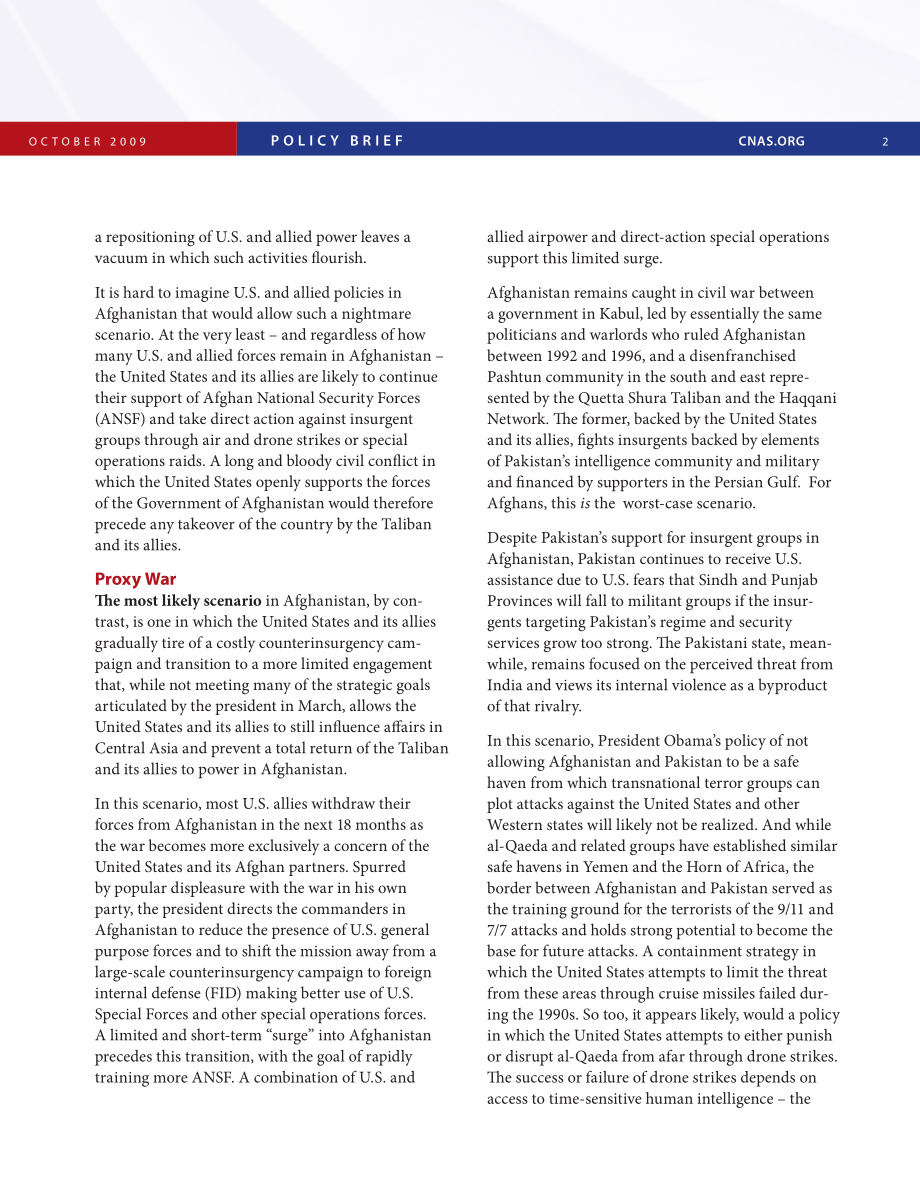 CNAS政策简报-阿富汗2011 三种场景[20091020].pdf_第2页
