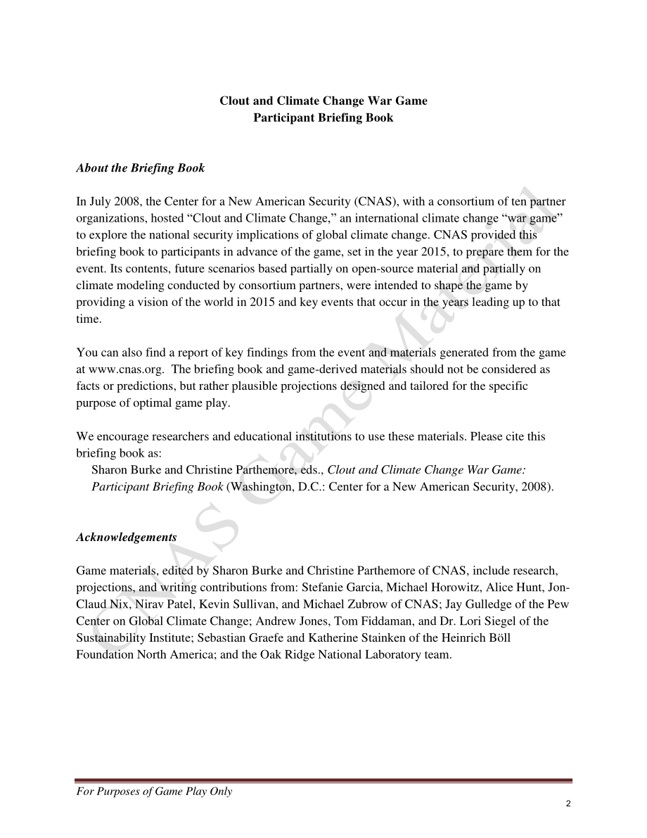 影响力和气候变化战争游戏 参与者简报[20090529].pdf_第2页