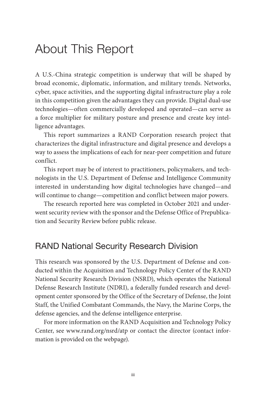 RAND_RRA877-1 数字基础设施和数字存在：评估未来军事竞争和冲突影响的框架_第3页
