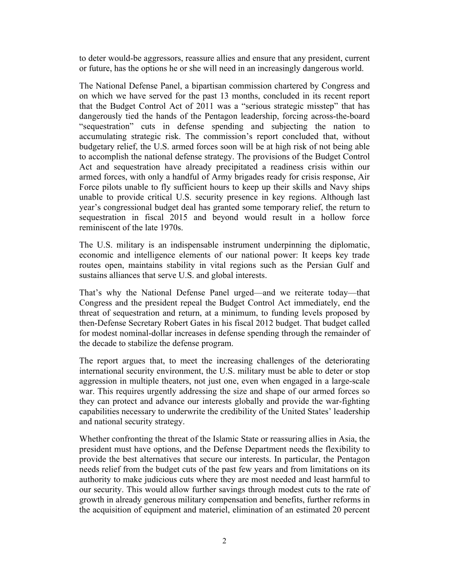 CSBA_20141202_2014年四年防务评估国防小组最后报告.pdf_第2页